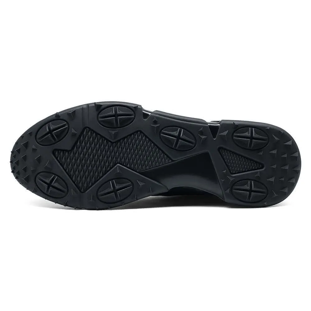 7 CM / 2.76 Inches - CMR CHAMARIPA Height Increasing Shoes - Men's Elevator Golf Shoes - Printed Full Black Men's Golf Shoes