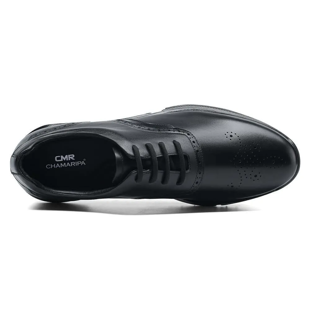 7 CM / 2.76 Inches - CMR CHAMARIPA Height Increasing Shoes - Men's Elevator Golf Shoes - Printed Full Black Men's Golf Shoes