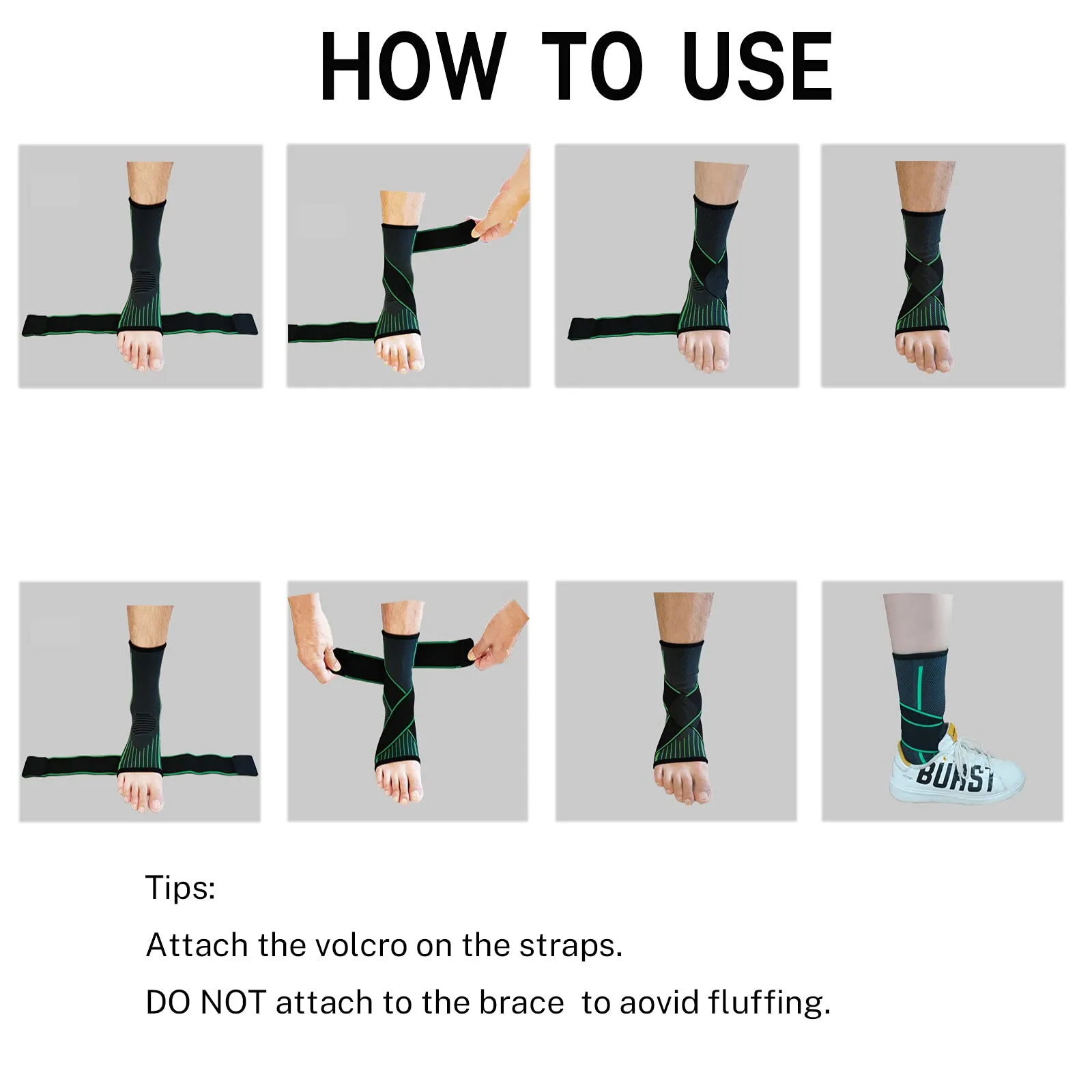 Adjustable Ankle Brace 2 Pack, Elastic Compression Ankle Support for Ligament Damage, Weak Ankles Achilles Tendon, Sprained Ankle - Green M