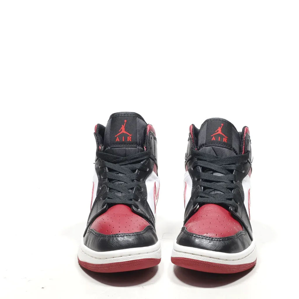Air Jordan 1 Mid High-Top Sneakers Leather Red Color For Women