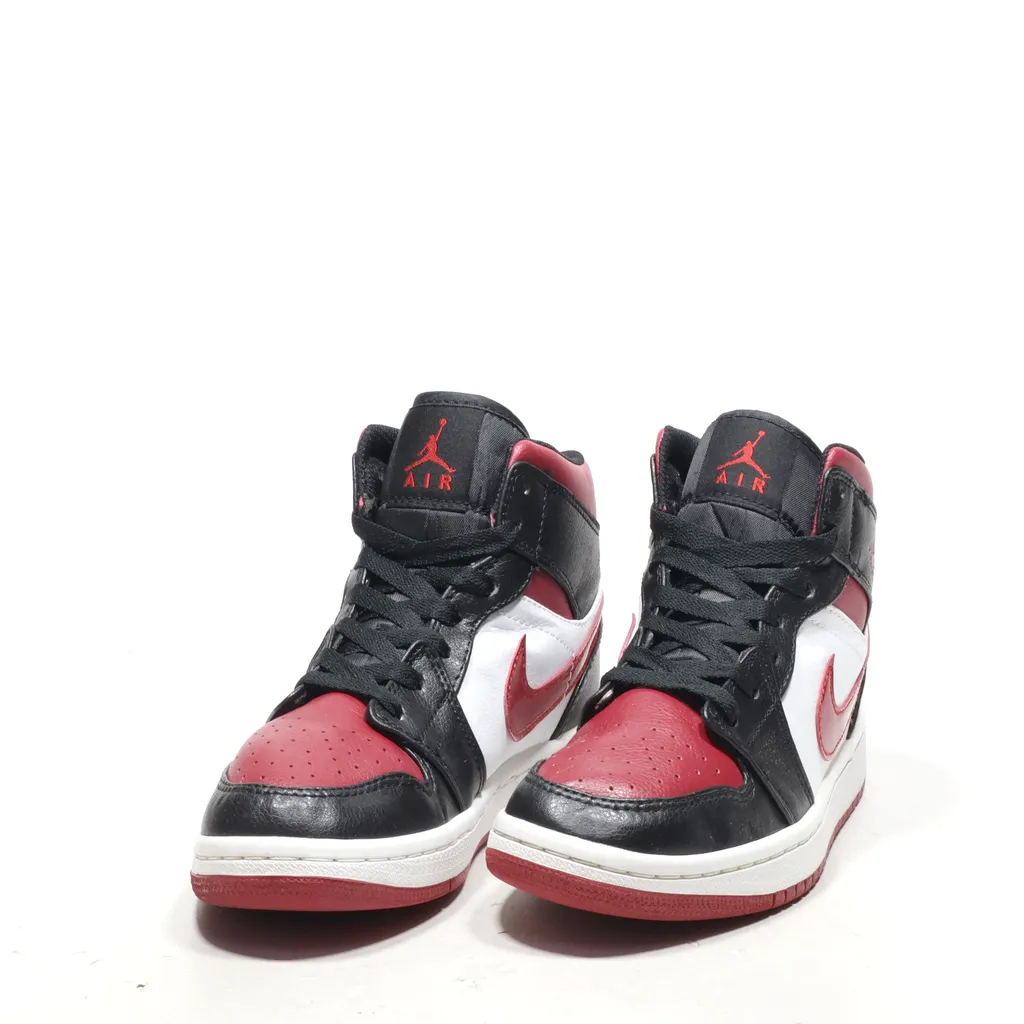 Air Jordan 1 Mid High-Top Sneakers Leather Red Color For Women