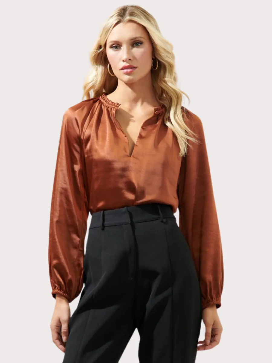 Alcazar Raglan Sleeve Satin Blouse