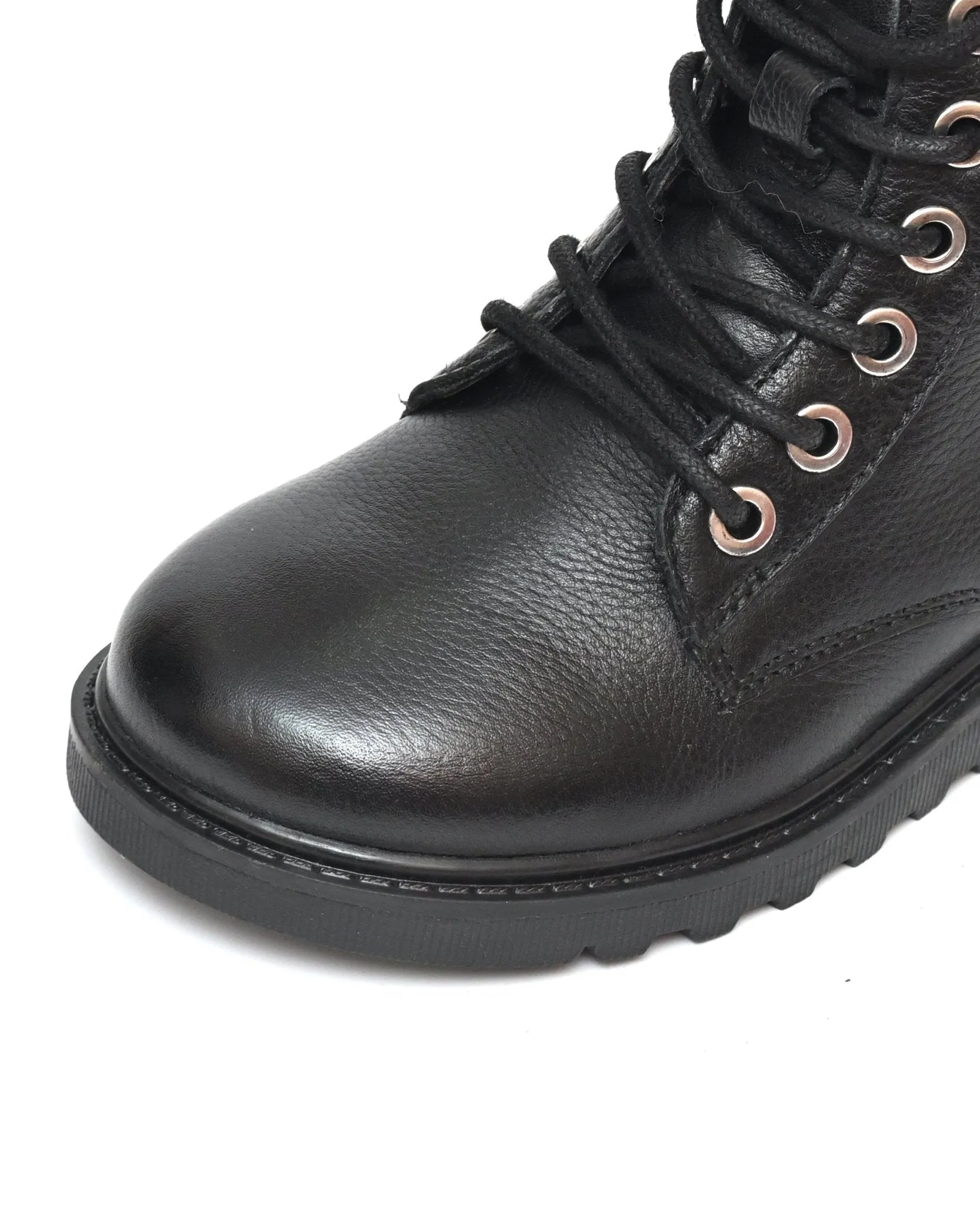 ANGEL - Girls' Black Leather Ankle Boots