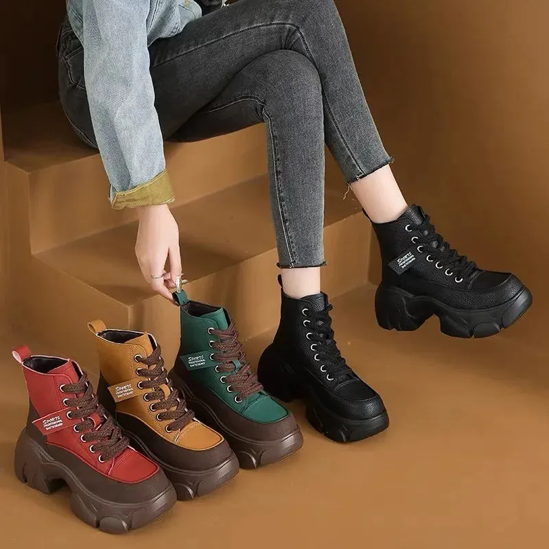 Ashore Shop Womens Outdoor Shoes Barrel Platform Increase Height Boots