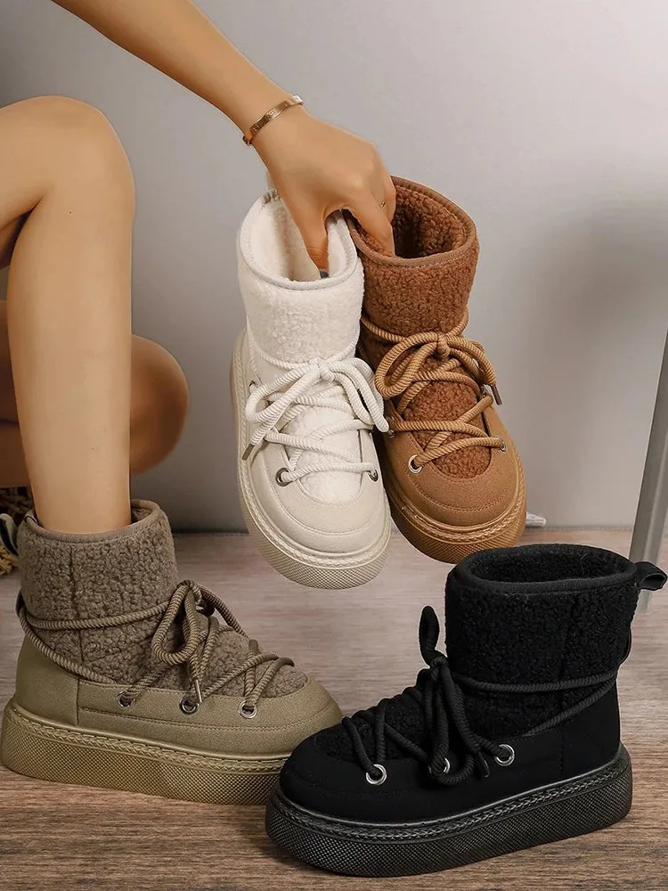 Ashore Shop Womens Outdoor Shoes Barrel Platform Increase Height Boots