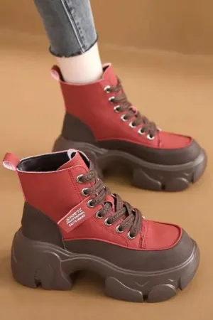 Ashore Shop Womens Outdoor Shoes Barrel Platform Increase Height Boots