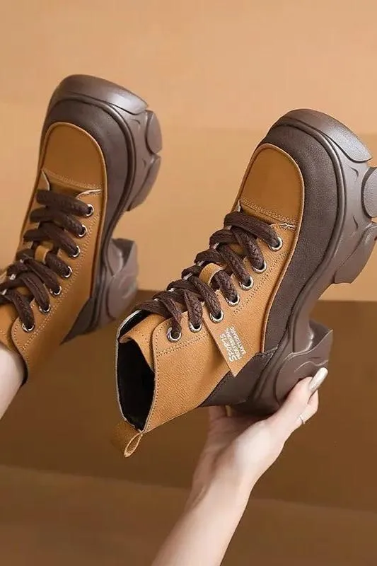 Ashore Shop Womens Outdoor Shoes Barrel Platform Increase Height Boots