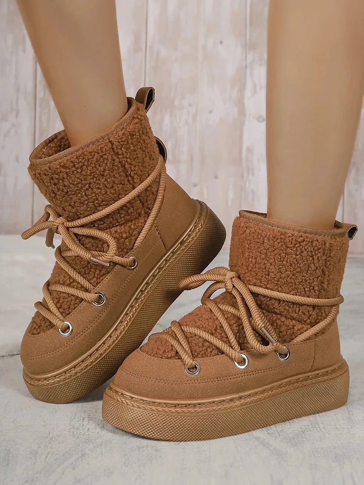 Ashore Shop Womens Outdoor Shoes Barrel Platform Increase Height Boots