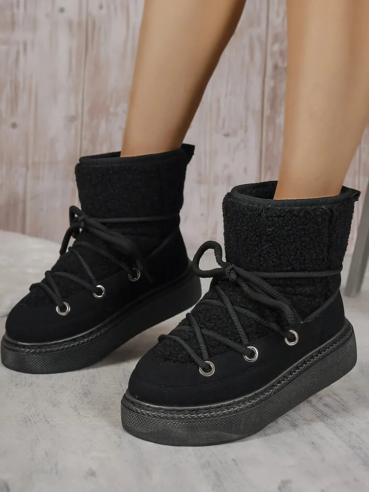 Ashore Shop Womens Outdoor Shoes Barrel Platform Increase Height Boots