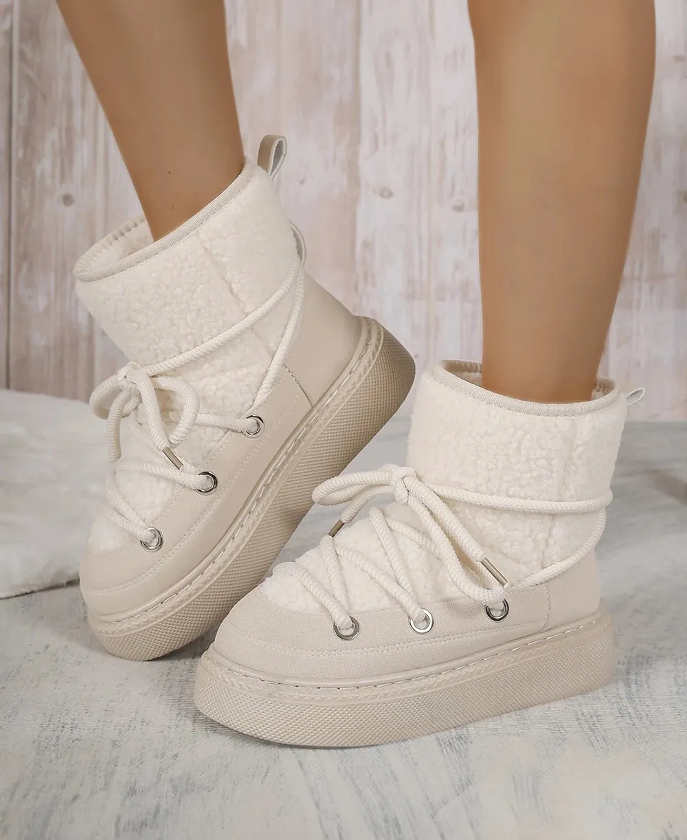 Ashore Shop Womens Outdoor Shoes Barrel Platform Increase Height Boots