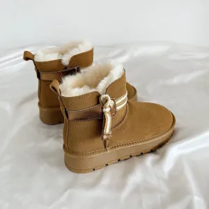 Babakud Women Winter Vintage Suede Woolen Warm Snow Boots