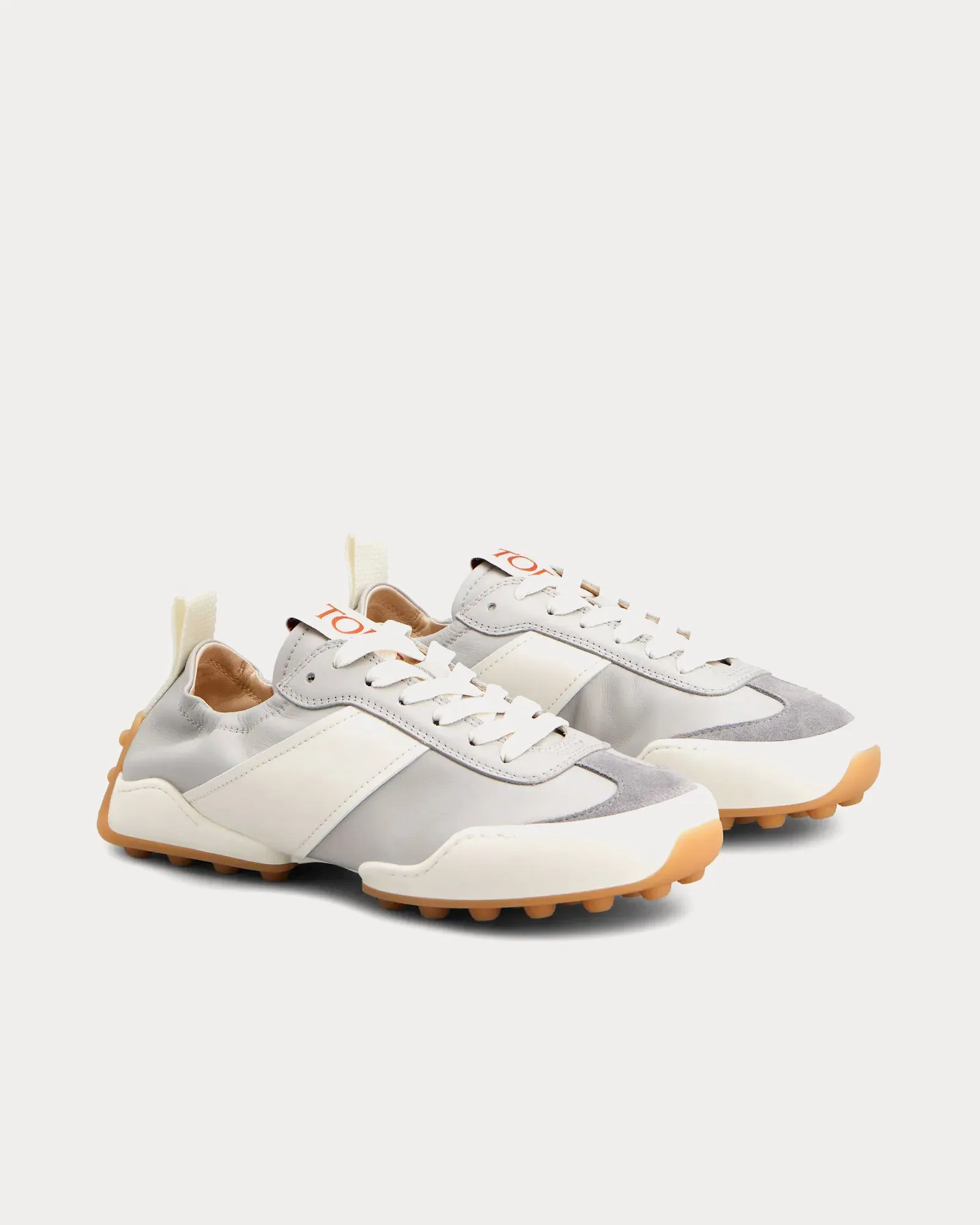 Ballerina Leather White / Grey Low Top Sneakers