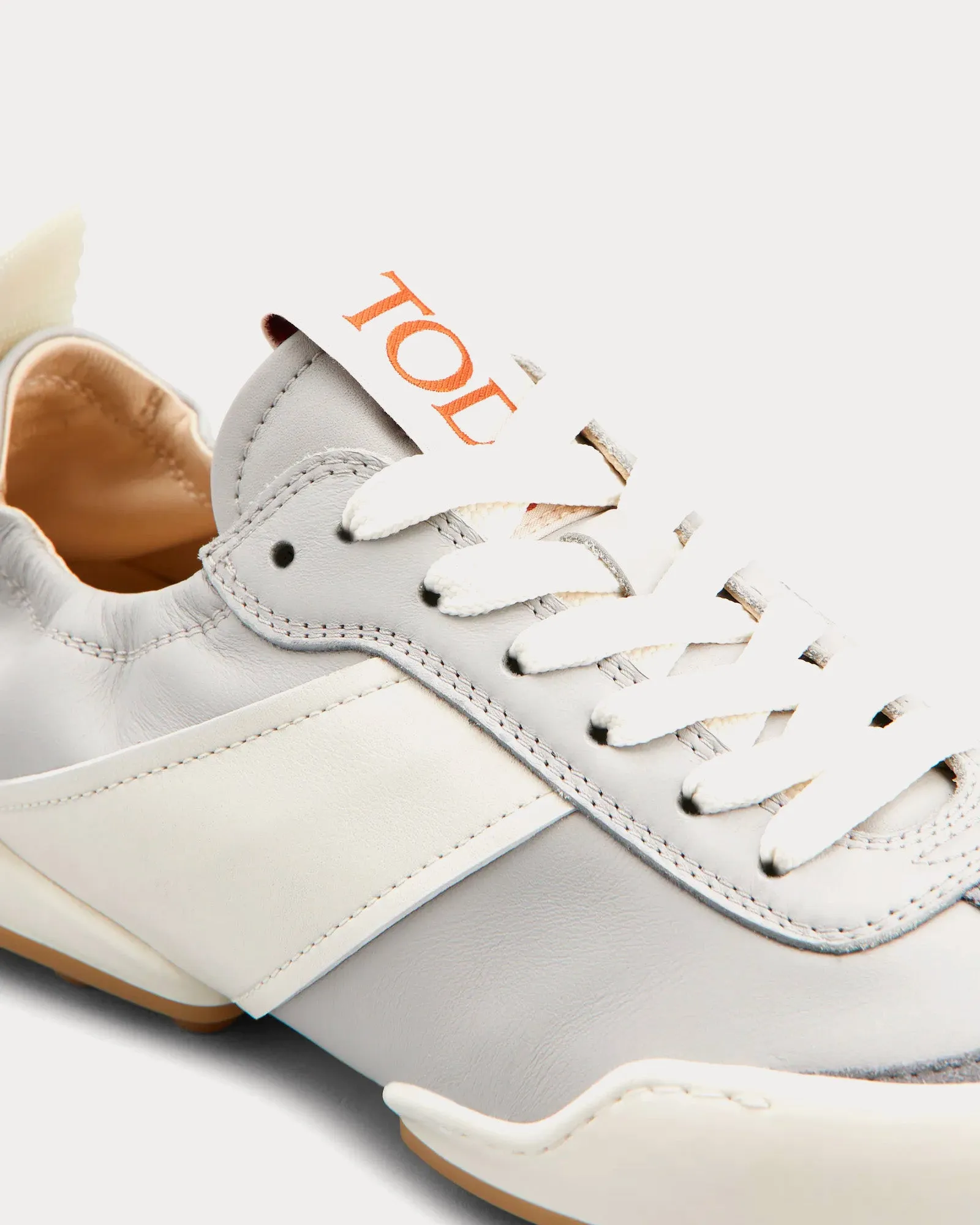 Ballerina Leather White / Grey Low Top Sneakers