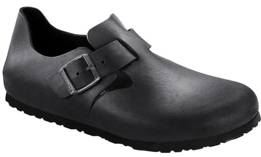 BIRKENSTOCK London Black Oiled Leather Shoes
