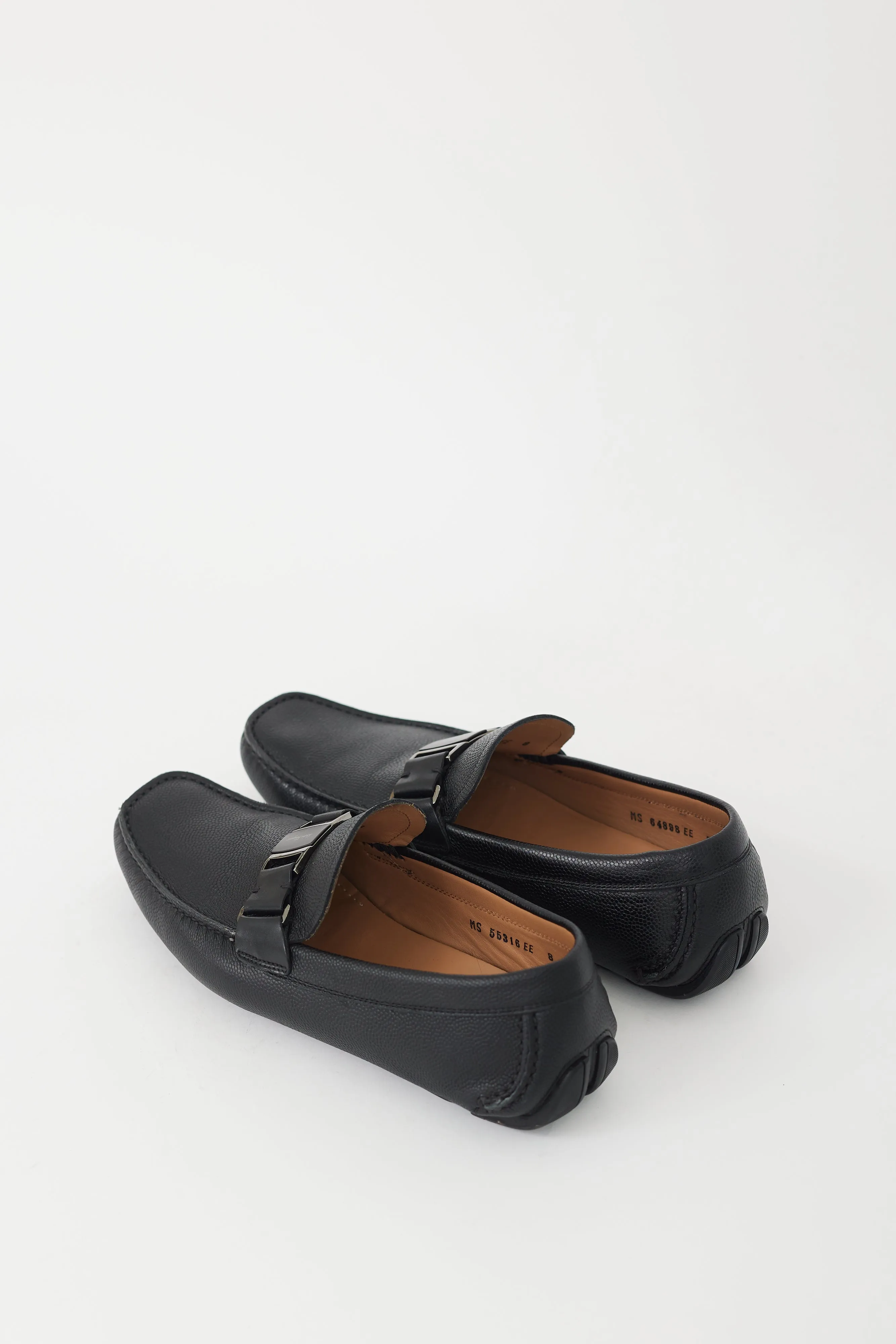 Black Leather Buckled Sardegna Loafer