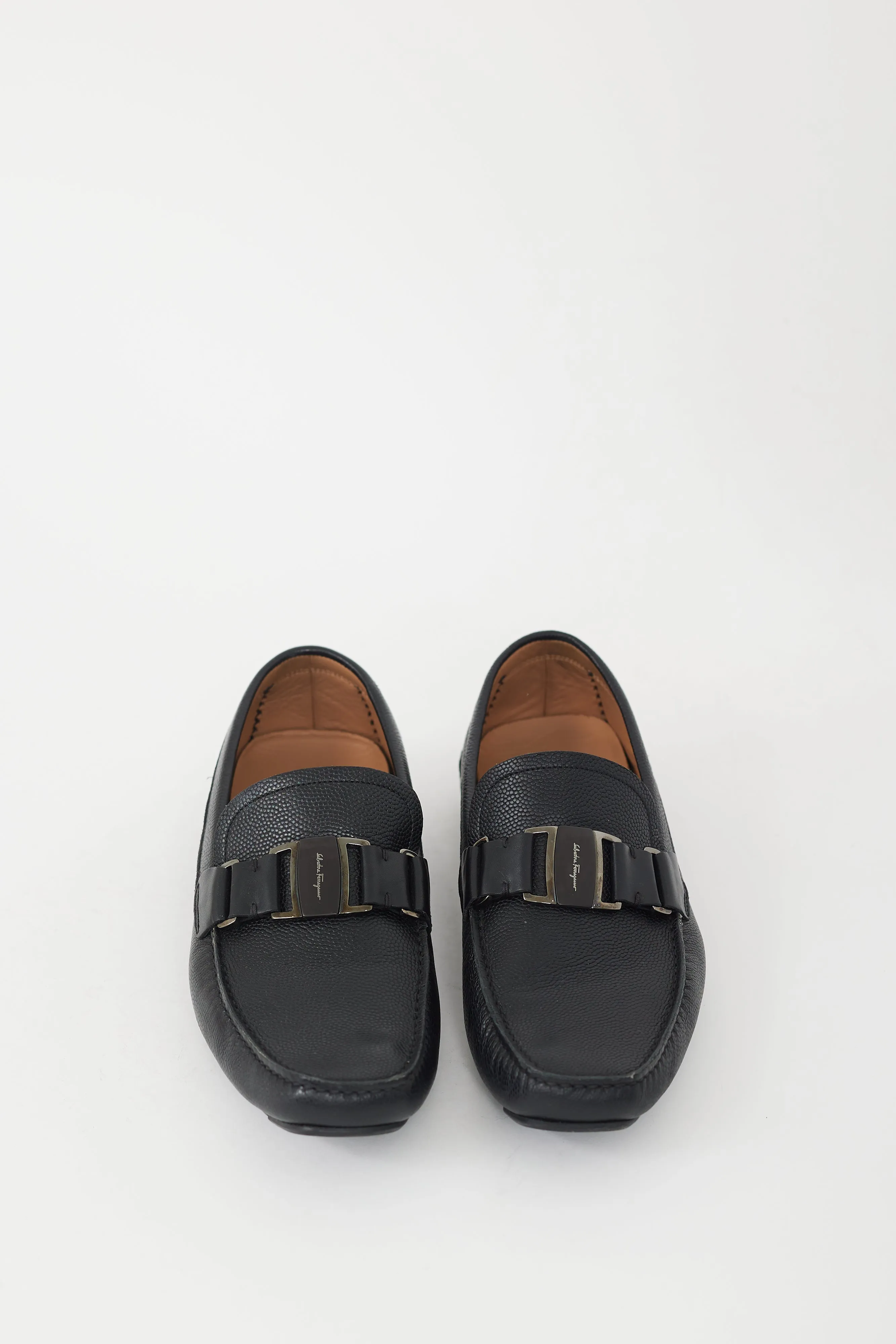 Black Leather Buckled Sardegna Loafer