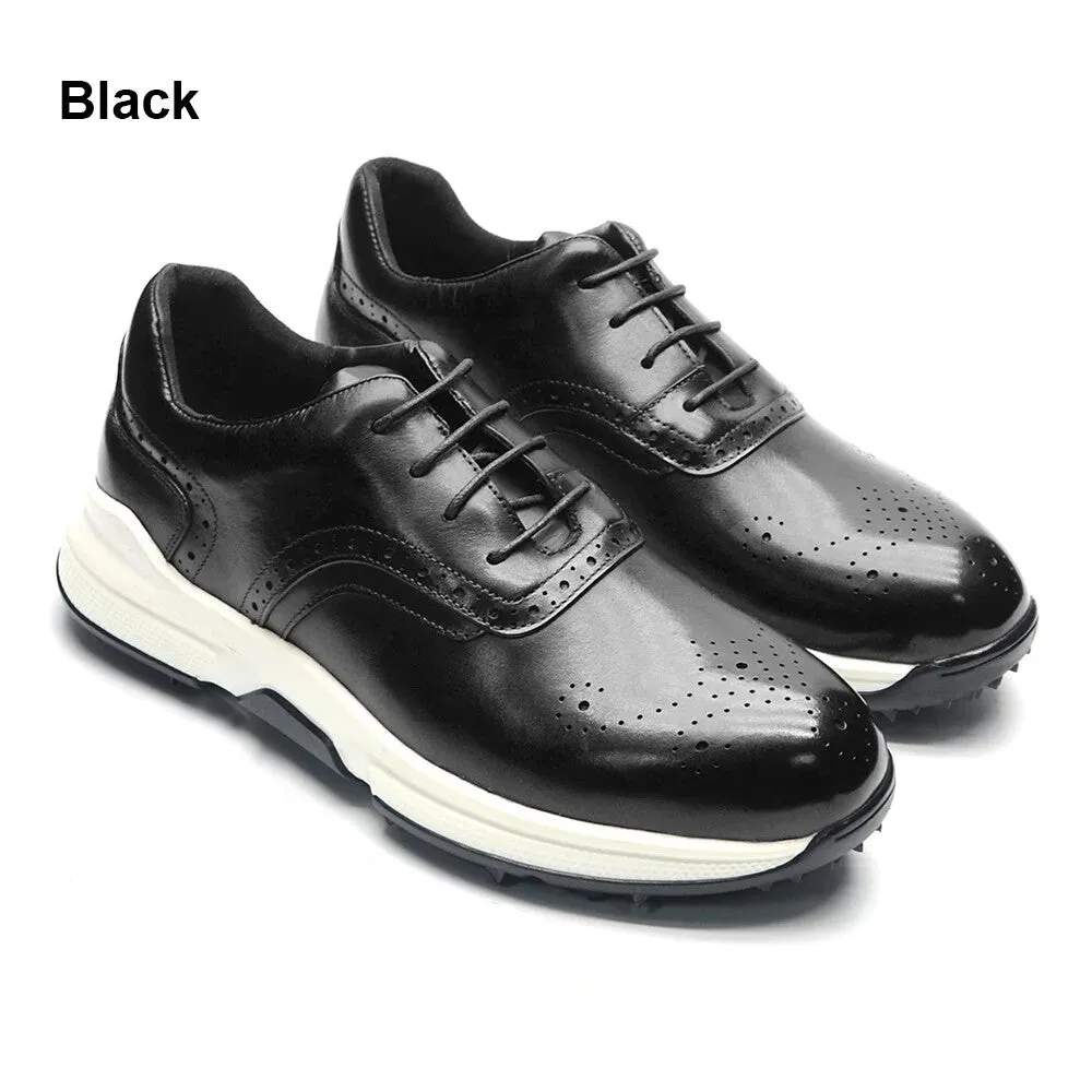 Black outdoor non-slip golf shoes Luxury leather men's sneakers