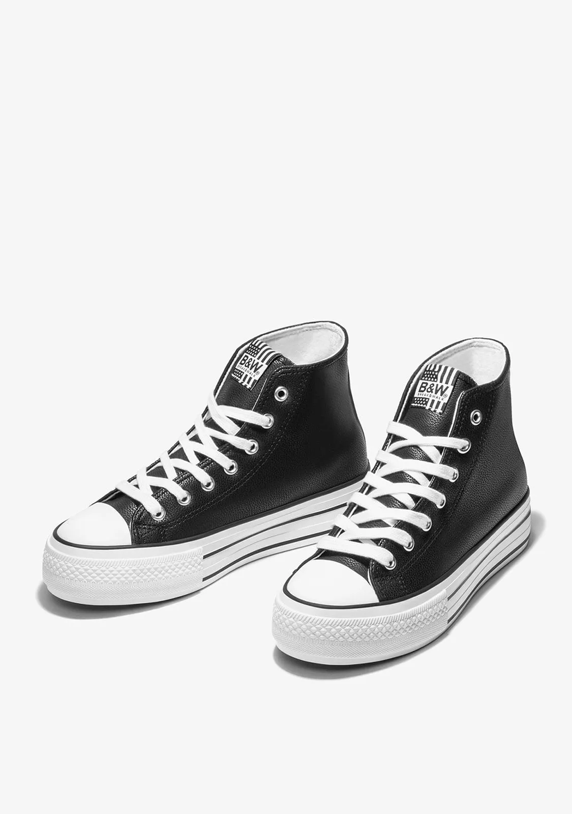 Black Platform Hi-Top Sneakers Nappa