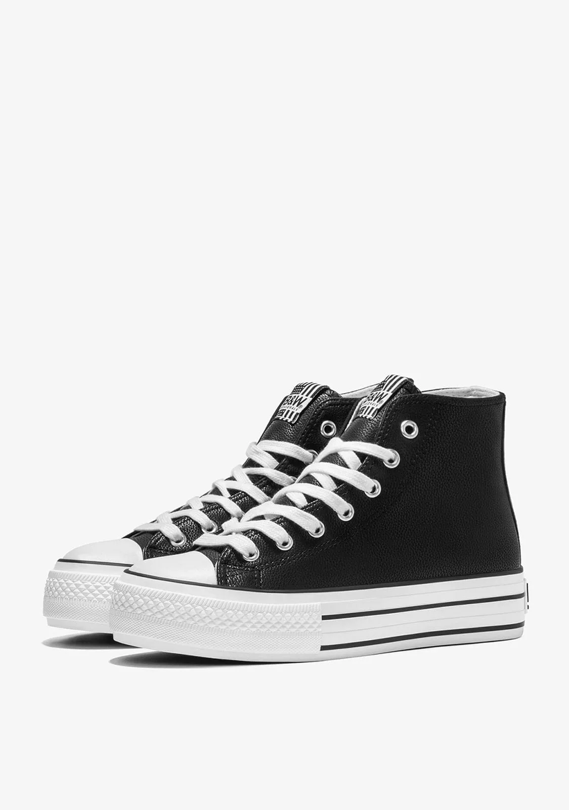 Black Platform Hi-Top Sneakers Nappa