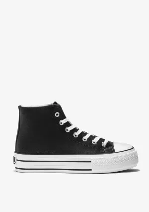 Black Platform Hi-Top Sneakers Nappa