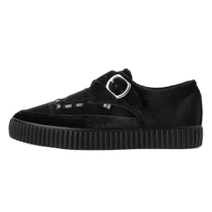 Black Velvet Monk Buckle Pointed Creeper Sneaker