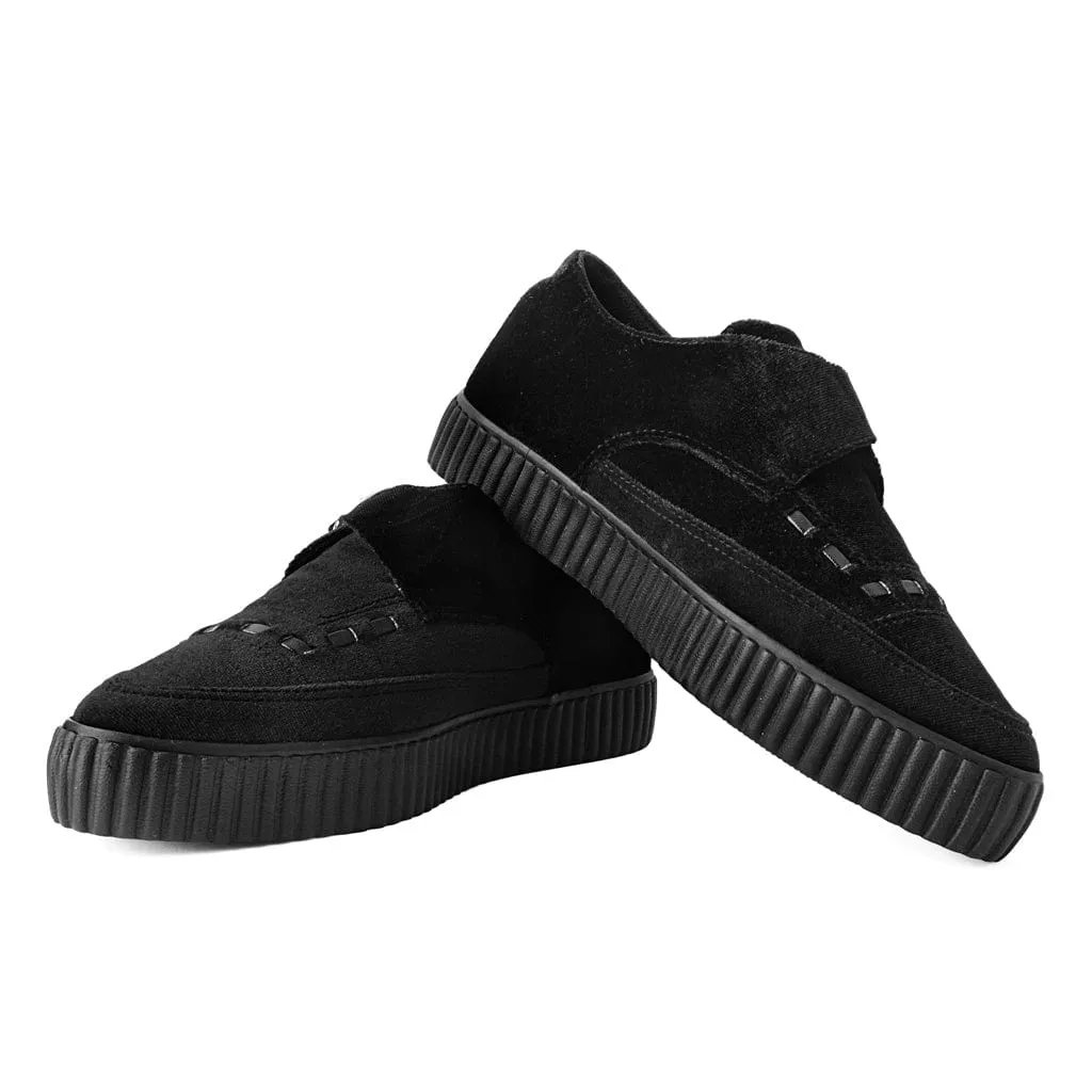 Black Velvet Monk Buckle Pointed Creeper Sneaker
