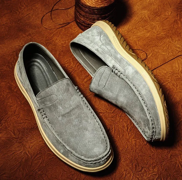 Bootara Men's Handmade Suede Lazy Loafers Casual Breathable Slip-On Shoes
