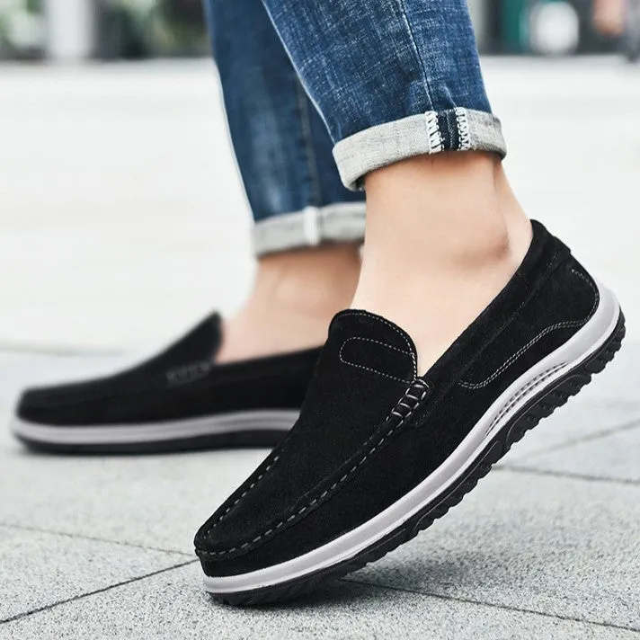Bootara Men's Handmade Suede Lazy Loafers Casual Breathable Slip-On Shoes