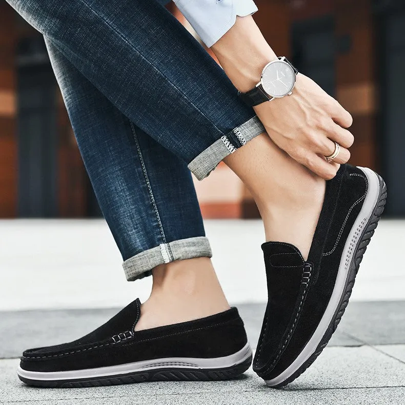 Bootara Men's Handmade Suede Lazy Loafers Casual Breathable Slip-On Shoes