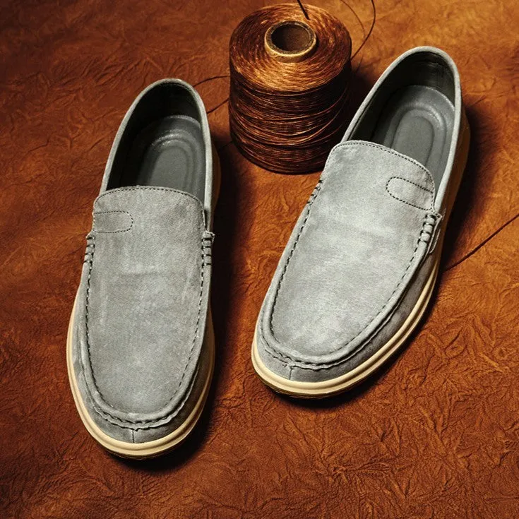 Bootara Men's Handmade Suede Lazy Loafers Casual Breathable Slip-On Shoes