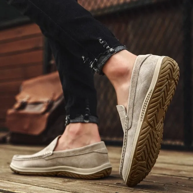 Bootara Men's Handmade Suede Lazy Loafers Casual Breathable Slip-On Shoes