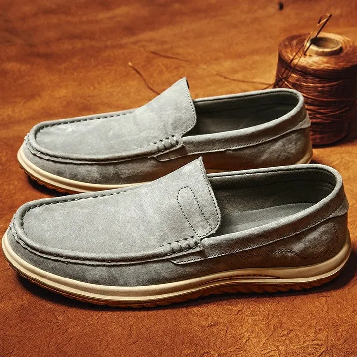 Bootara Men's Handmade Suede Lazy Loafers Casual Breathable Slip-On Shoes