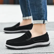 Bootara Men's Handmade Suede Lazy Loafers Casual Breathable Slip-On Shoes
