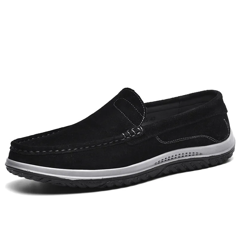 Bootara Men's Handmade Suede Lazy Loafers Casual Breathable Slip-On Shoes