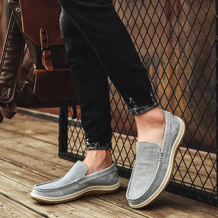 Bootara Men's Handmade Suede Lazy Loafers Casual Breathable Slip-On Shoes