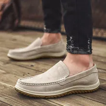 Bootara Men's Handmade Suede Lazy Loafers Casual Breathable Slip-On Shoes