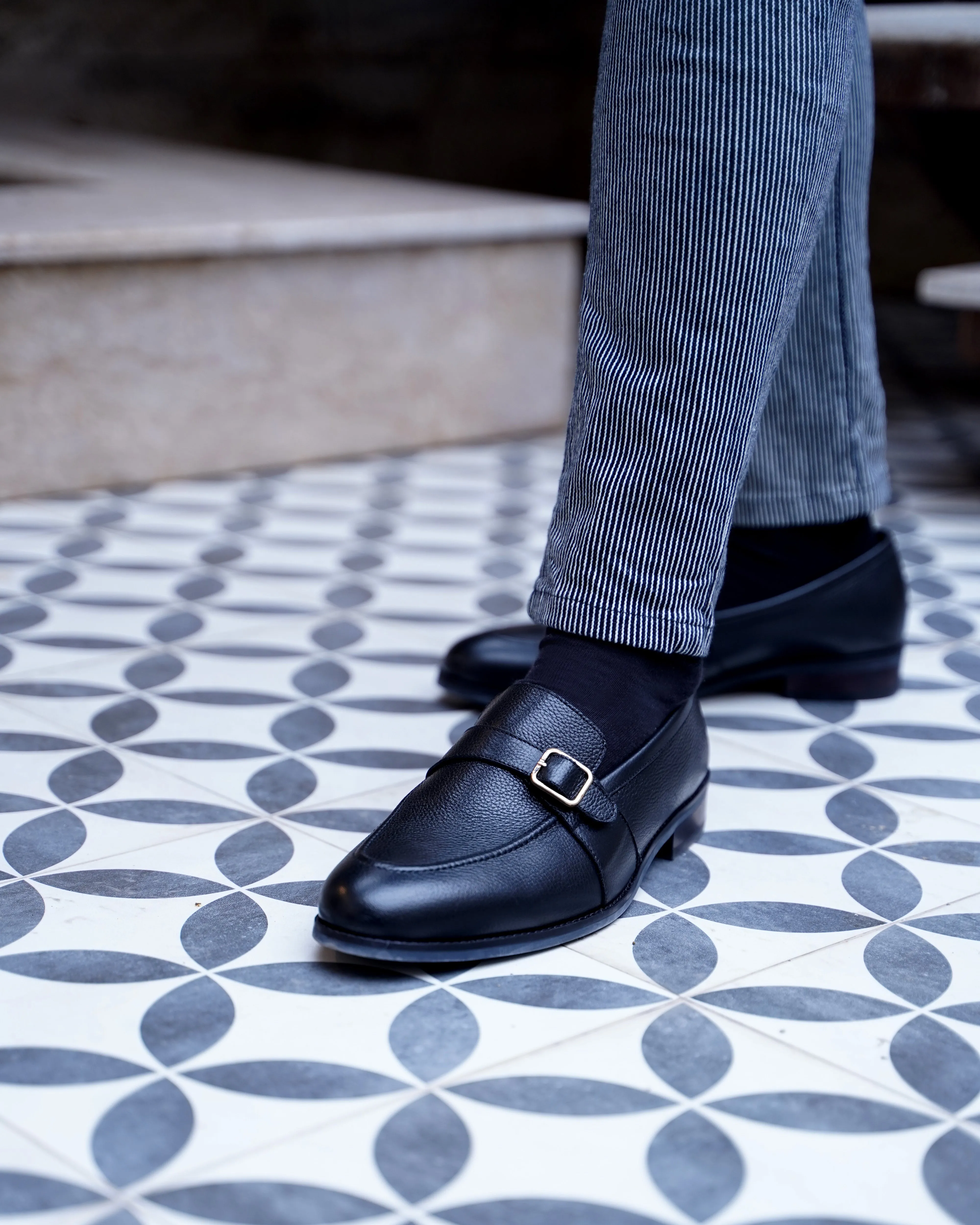 Brasilia - Men's Black Pebble Grain Leather Loafer