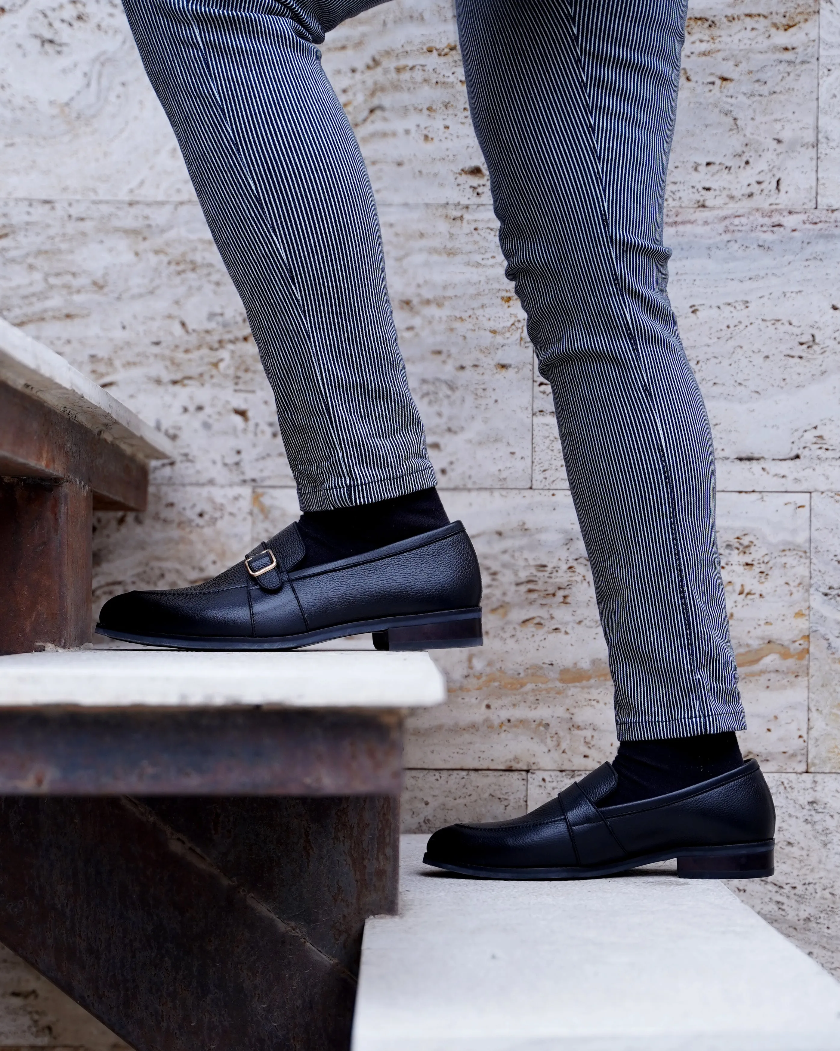 Brasilia - Men's Black Pebble Grain Leather Loafer