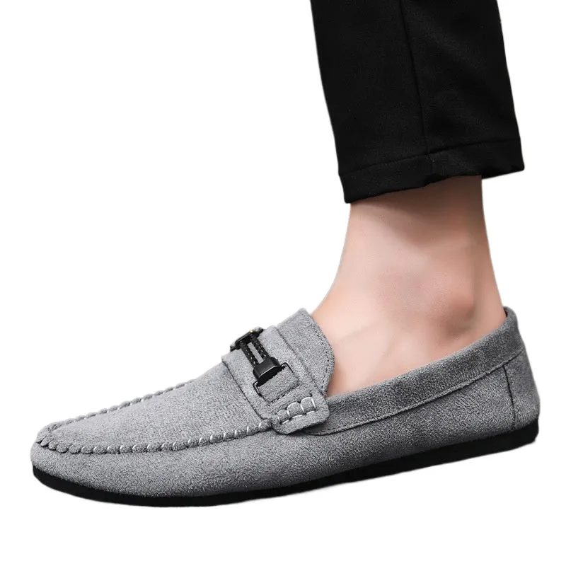 Breathable and wear-resistant one-pedal leather shoes British soft-soled lightweight men's loafers Doudou shoes men's fashion formal lazy shoes