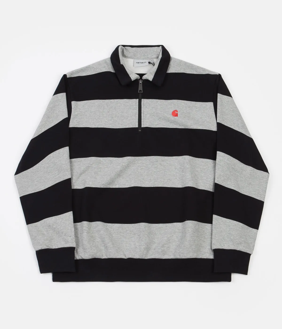 Carhartt Half Zip Alvin Sweatshirt - Alvin Stripe / Black / Grey Heather / Etna Red