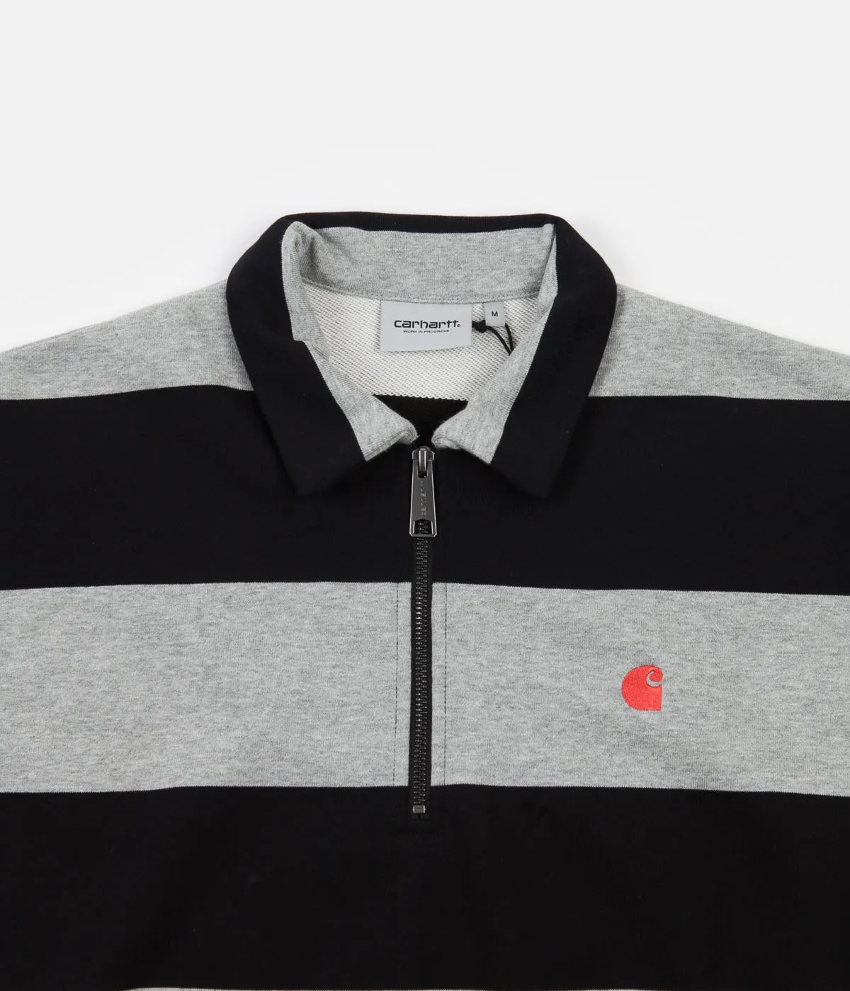 Carhartt Half Zip Alvin Sweatshirt - Alvin Stripe / Black / Grey Heather / Etna Red