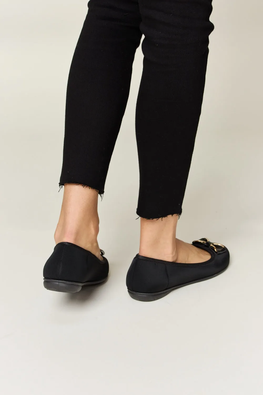 Charcoal Lycra Metal Buckle Flat Loafers