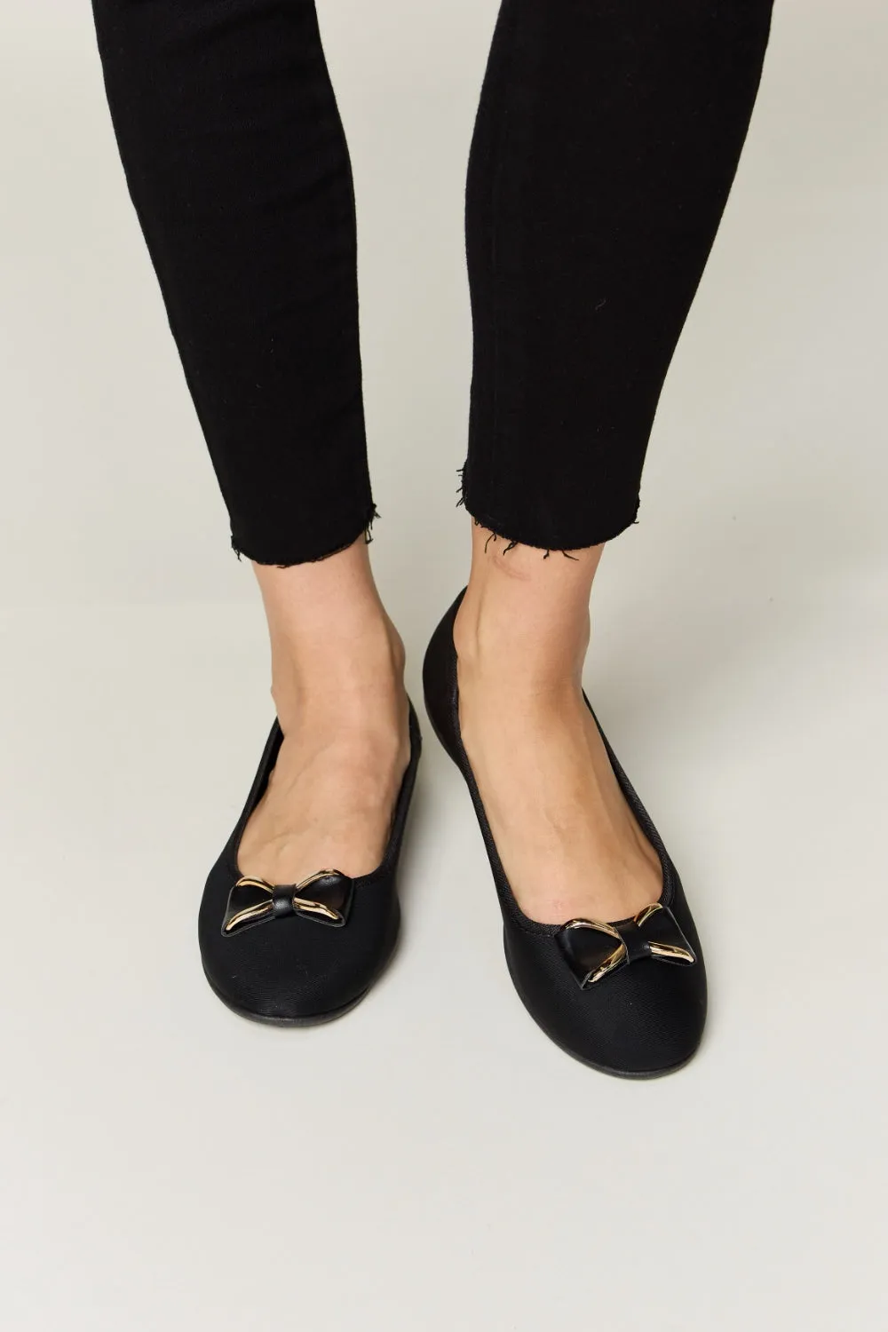 Charcoal Lycra Metal Buckle Flat Loafers