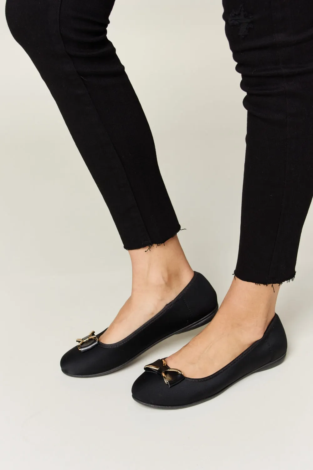 Charcoal Lycra Metal Buckle Flat Loafers