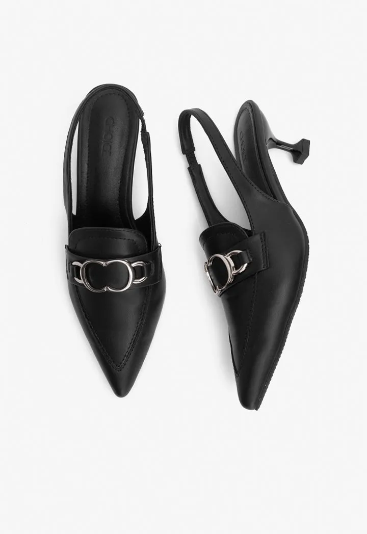 Choice Pu Leather Sling Heels Black