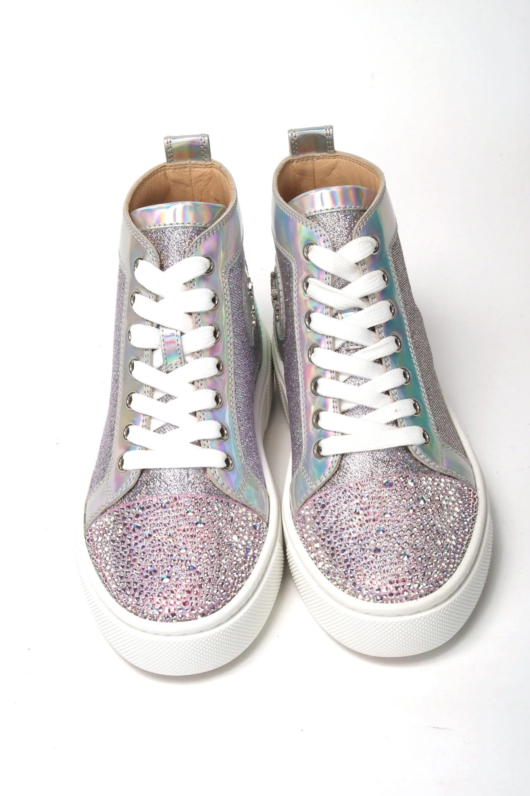 Christian Louboutin Ab/Silver Super Lou Strass Fla Sneakers