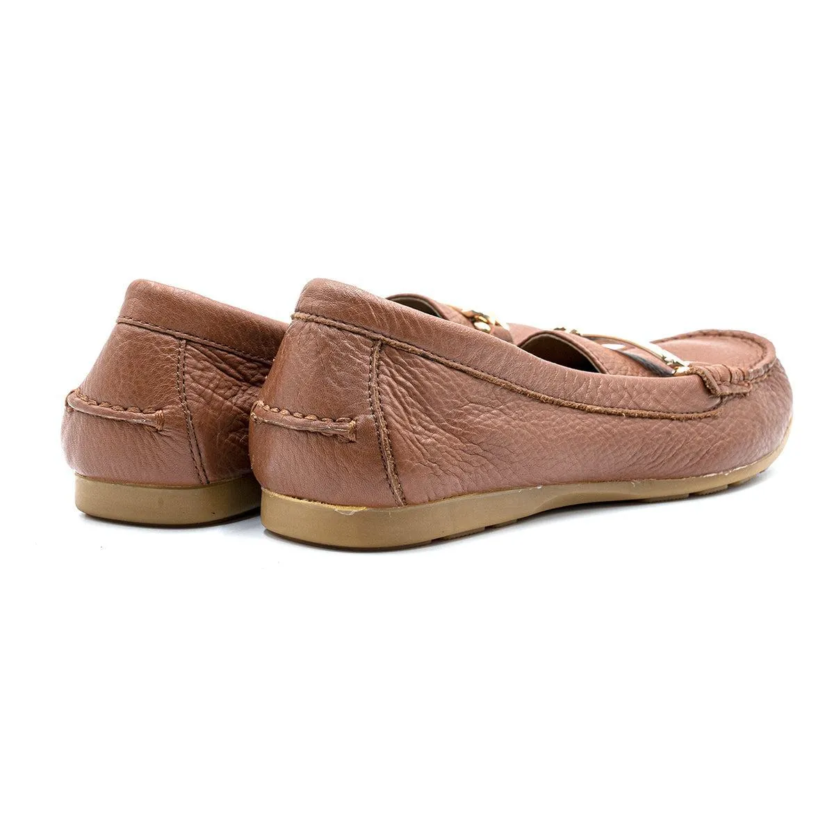 Coach Pebble Grain Loafers Leather Brown Colour For Women