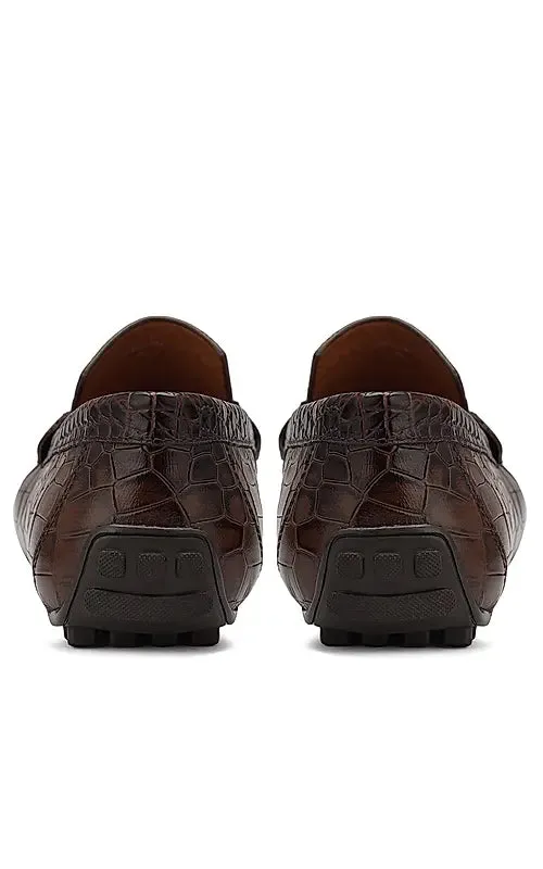 Coffee Croco Leather Loafers