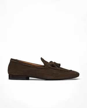 Dark Brown Summer Suede Bologna Flex Tassel Loafers