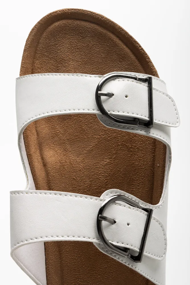 Double Band Buckle Sandal White